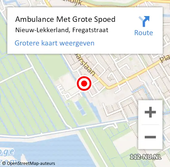 Locatie op kaart van de 112 melding: Ambulance Met Grote Spoed Naar Nieuw-Lekkerland, Fregatstraat op 26 december 2021 12:39