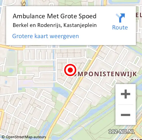 Locatie op kaart van de 112 melding: Ambulance Met Grote Spoed Naar Berkel en Rodenrijs, Kastanjeplein op 26 december 2021 13:05