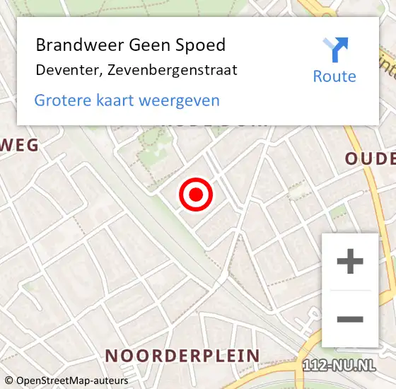 Locatie op kaart van de 112 melding: Brandweer Geen Spoed Naar Deventer, Zevenbergenstraat op 26 december 2021 13:05