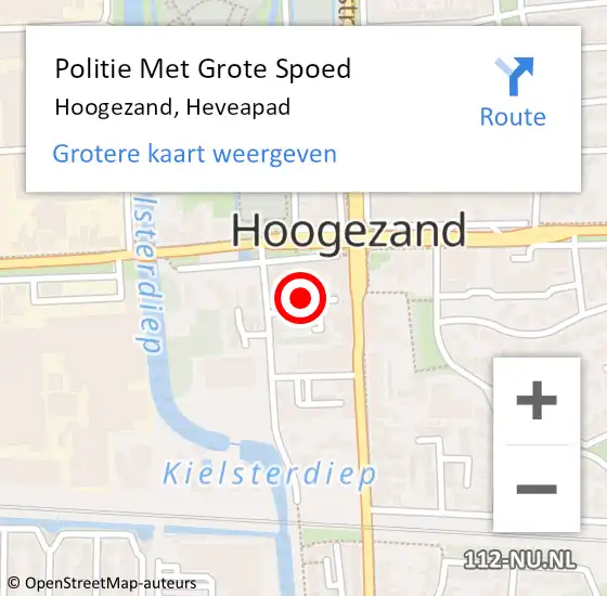 Locatie op kaart van de 112 melding: Politie Met Grote Spoed Naar Hoogezand, Heveapad op 26 december 2021 13:19