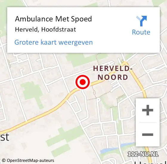 Locatie op kaart van de 112 melding: Ambulance Met Spoed Naar Herveld, Hoofdstraat op 26 december 2021 13:20