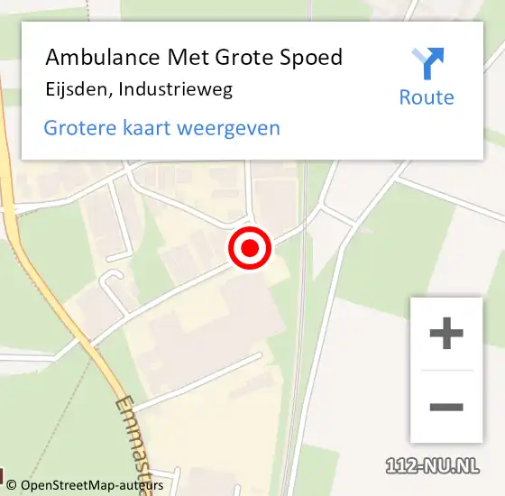 Locatie op kaart van de 112 melding: Ambulance Met Grote Spoed Naar Eijsden, Industrieweg op 3 juli 2014 12:29