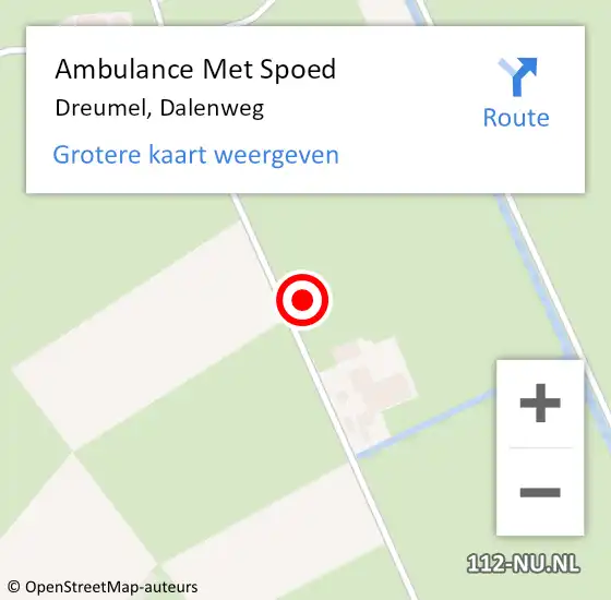 Locatie op kaart van de 112 melding: Ambulance Met Spoed Naar Dreumel, Dalenweg op 26 december 2021 13:33