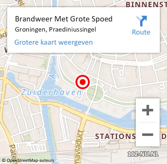 Locatie op kaart van de 112 melding: Brandweer Met Grote Spoed Naar Groningen, Praediniussingel op 26 december 2021 13:56