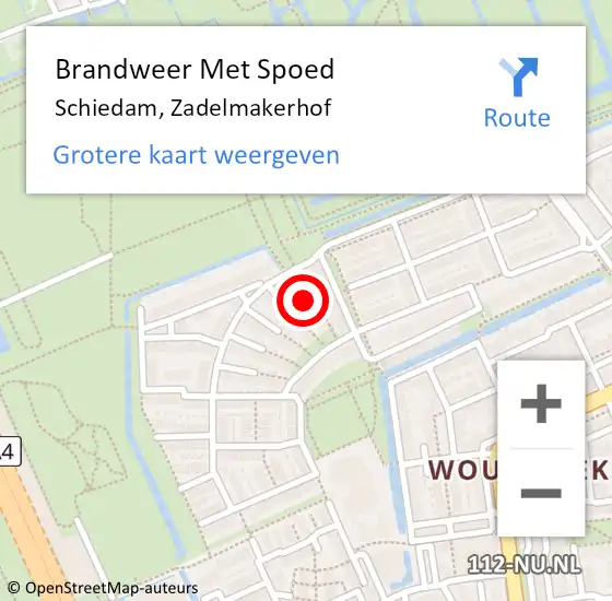 Locatie op kaart van de 112 melding: Brandweer Met Spoed Naar Schiedam, Zadelmakerhof op 26 december 2021 14:12