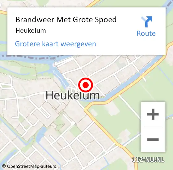 Locatie op kaart van de 112 melding: Brandweer Met Grote Spoed Naar Heukelum op 26 december 2021 14:53