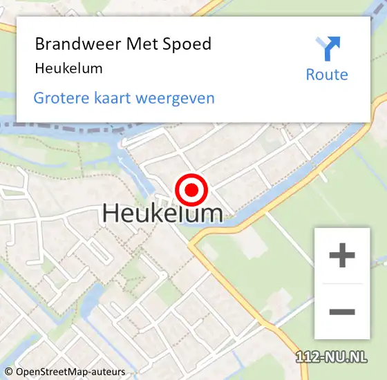 Locatie op kaart van de 112 melding: Brandweer Met Spoed Naar Heukelum op 26 december 2021 15:07