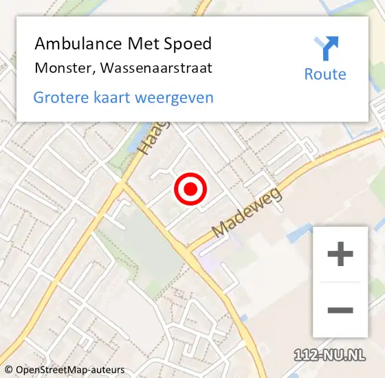 Locatie op kaart van de 112 melding: Ambulance Met Spoed Naar Monster, Wassenaarstraat op 26 december 2021 15:37