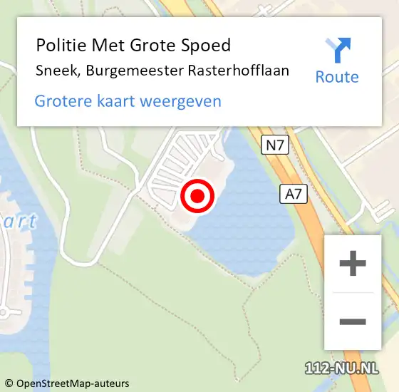 Locatie op kaart van de 112 melding: Politie Met Grote Spoed Naar Sneek, Burgemeester Rasterhofflaan op 26 december 2021 15:51