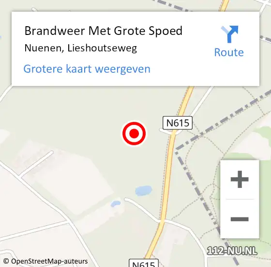 Locatie op kaart van de 112 melding: Brandweer Met Grote Spoed Naar Nuenen, Lieshoutseweg op 26 december 2021 16:06