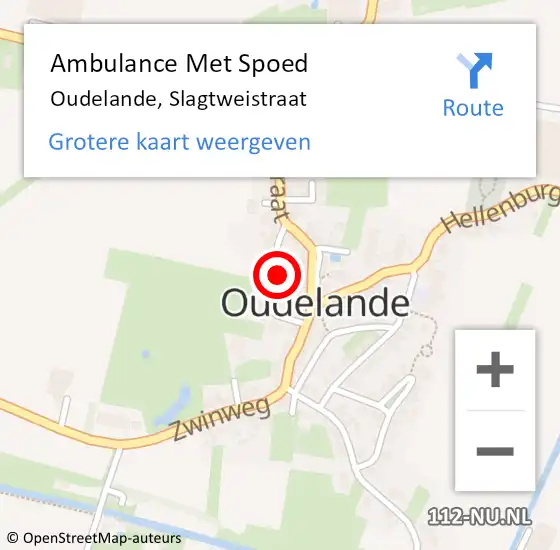 Locatie op kaart van de 112 melding: Ambulance Met Spoed Naar Oudelande, Slagtweistraat op 3 juli 2014 12:44