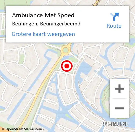 Locatie op kaart van de 112 melding: Ambulance Met Spoed Naar Beuningen, Beuningerbeemd op 26 december 2021 16:12