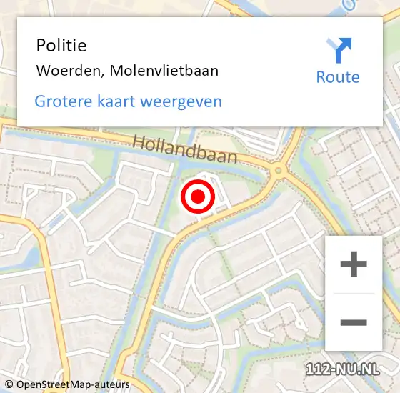 Locatie op kaart van de 112 melding: Politie Woerden, Molenvlietbaan op 26 december 2021 17:29