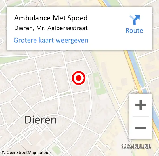 Locatie op kaart van de 112 melding: Ambulance Met Spoed Naar Dieren, Mr. Aalbersestraat op 26 december 2021 17:38