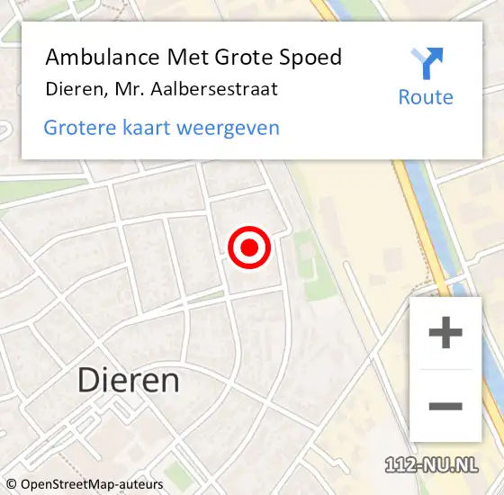 Locatie op kaart van de 112 melding: Ambulance Met Grote Spoed Naar Dieren, Mr. Aalbersestraat op 26 december 2021 17:46