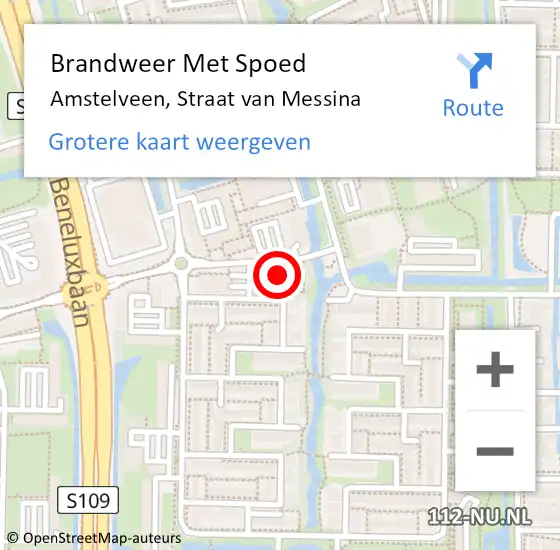 Locatie op kaart van de 112 melding: Brandweer Met Spoed Naar Amstelveen, Straat van Messina op 26 december 2021 17:57
