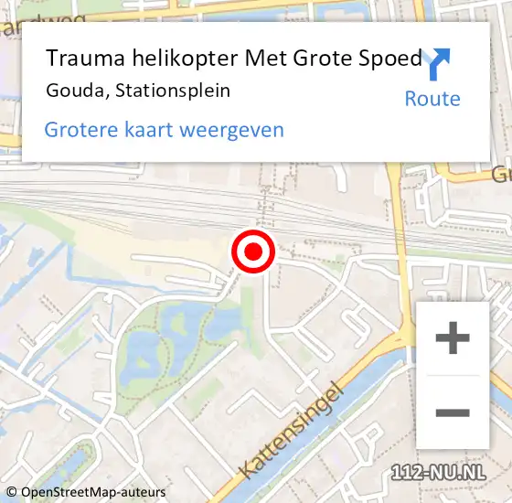 Locatie op kaart van de 112 melding: Trauma helikopter Met Grote Spoed Naar Gouda, Stationsplein op 26 december 2021 18:17