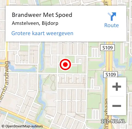 Locatie op kaart van de 112 melding: Brandweer Met Spoed Naar Amstelveen, Bijdorp op 26 december 2021 18:18