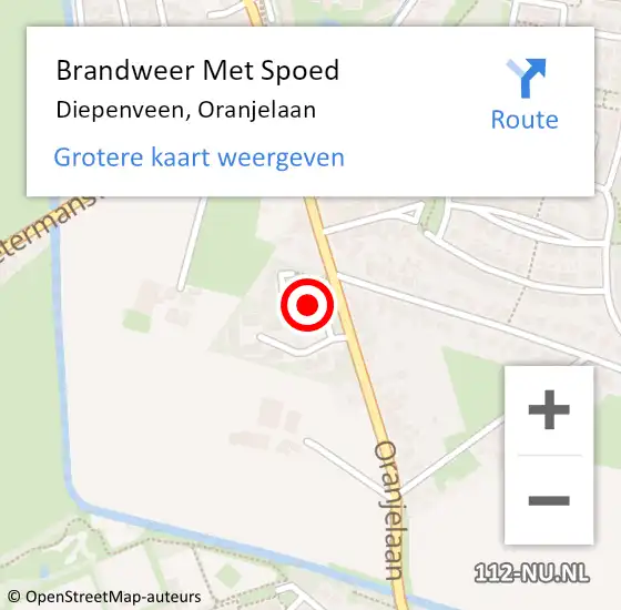 Locatie op kaart van de 112 melding: Brandweer Met Spoed Naar Diepenveen, Oranjelaan op 26 december 2021 19:05