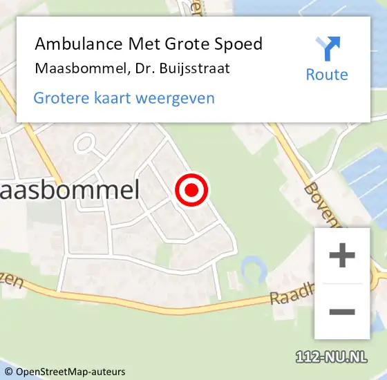 Locatie op kaart van de 112 melding: Ambulance Met Grote Spoed Naar Maasbommel, Dr. Buijsstraat op 26 december 2021 19:20