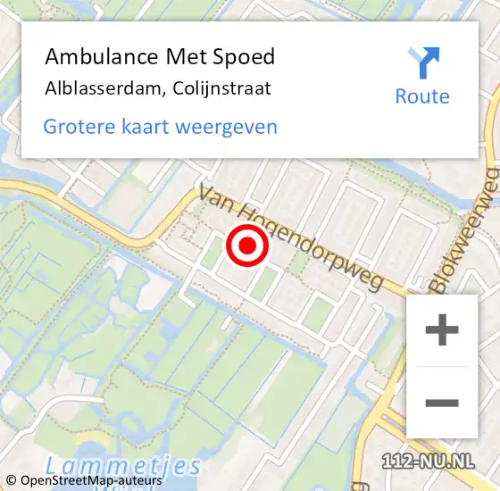 Locatie op kaart van de 112 melding: Ambulance Met Spoed Naar Alblasserdam, Colijnstraat op 26 december 2021 19:20