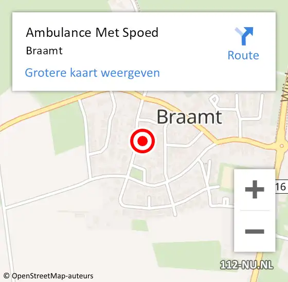 Locatie op kaart van de 112 melding: Ambulance Met Spoed Naar Braamt op 26 december 2021 19:21