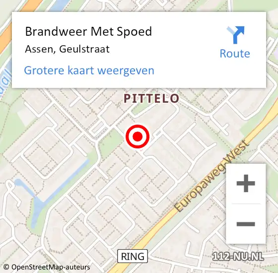 Locatie op kaart van de 112 melding: Brandweer Met Spoed Naar Assen, Geulstraat op 26 december 2021 19:36