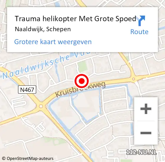 Locatie op kaart van de 112 melding: Trauma helikopter Met Grote Spoed Naar Naaldwijk, Schepen op 26 december 2021 19:52