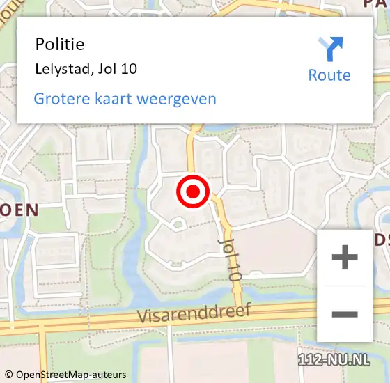 Locatie op kaart van de 112 melding: Politie Lelystad, Jol 10 op 26 december 2021 20:37