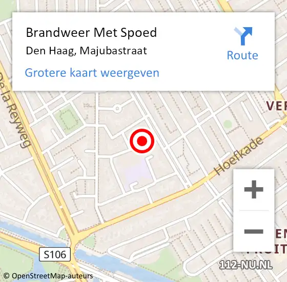 Locatie op kaart van de 112 melding: Brandweer Met Spoed Naar Den Haag, Majubastraat op 26 december 2021 20:38