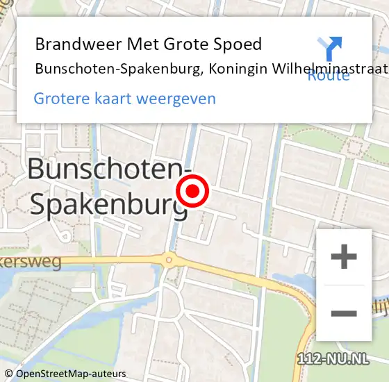 Locatie op kaart van de 112 melding: Brandweer Met Grote Spoed Naar Bunschoten-Spakenburg, Koningin Wilhelminastraat op 26 december 2021 20:39