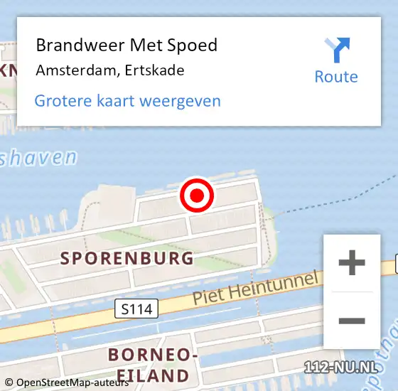 Locatie op kaart van de 112 melding: Brandweer Met Spoed Naar Amsterdam, Ertskade op 26 december 2021 20:46