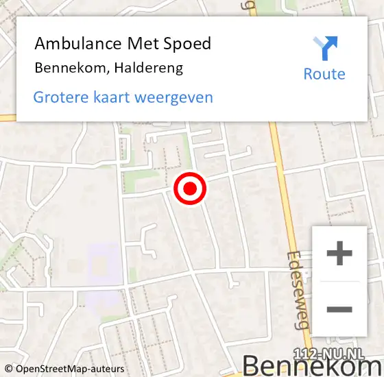 Locatie op kaart van de 112 melding: Ambulance Met Spoed Naar Bennekom, Haldereng op 26 december 2021 20:59