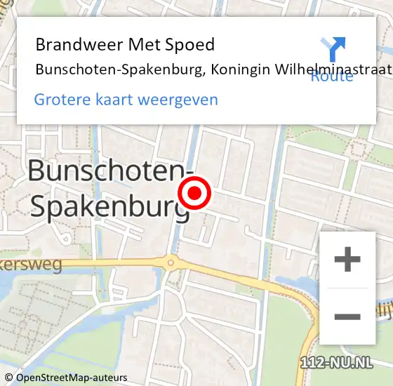 Locatie op kaart van de 112 melding: Brandweer Met Spoed Naar Bunschoten-Spakenburg, Koningin Wilhelminastraat op 26 december 2021 21:14