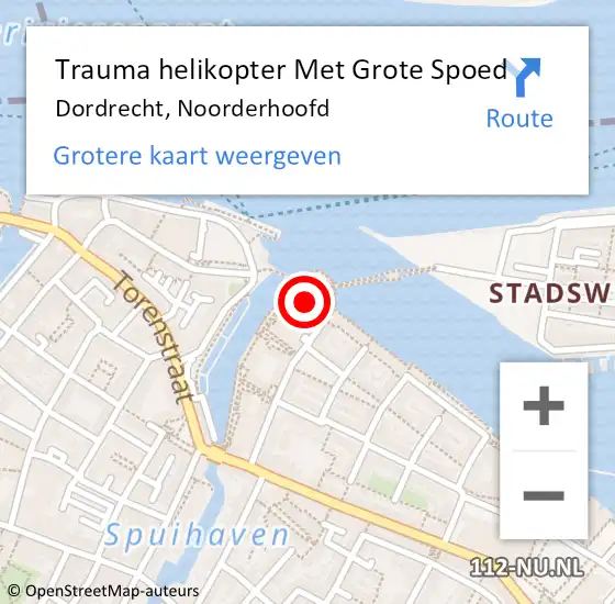 Locatie op kaart van de 112 melding: Trauma helikopter Met Grote Spoed Naar Dordrecht, Noorderhoofd op 26 december 2021 21:19