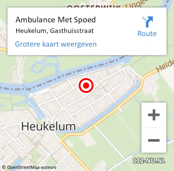 Locatie op kaart van de 112 melding: Ambulance Met Spoed Naar Heukelum, Gasthuisstraat op 26 december 2021 21:23