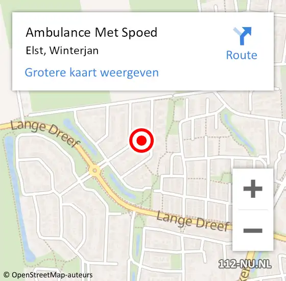 Locatie op kaart van de 112 melding: Ambulance Met Spoed Naar Elst, Winterjan op 26 december 2021 21:28