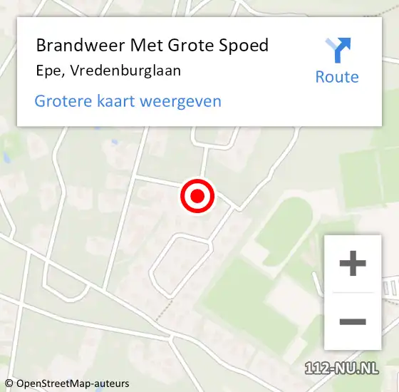 Locatie op kaart van de 112 melding: Brandweer Met Grote Spoed Naar Epe, Vredenburglaan op 26 december 2021 21:30