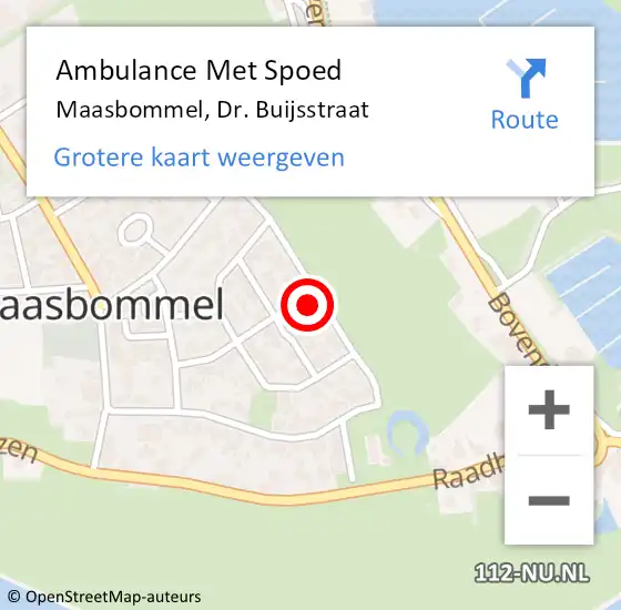 Locatie op kaart van de 112 melding: Ambulance Met Spoed Naar Maasbommel, Dr. Buijsstraat op 26 december 2021 21:45