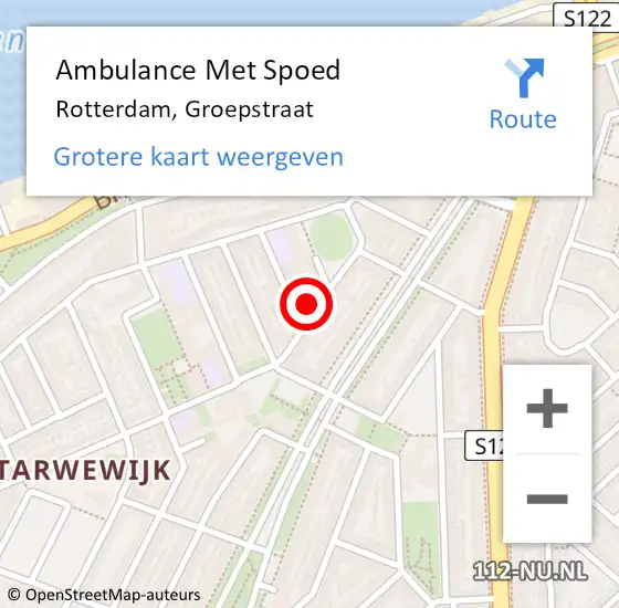 Locatie op kaart van de 112 melding: Ambulance Met Spoed Naar Rotterdam, Groepstraat op 26 december 2021 21:47