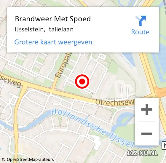 Locatie op kaart van de 112 melding: Brandweer Met Spoed Naar IJsselstein, Italielaan op 26 december 2021 21:58