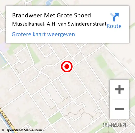 Locatie op kaart van de 112 melding: Brandweer Met Grote Spoed Naar Musselkanaal, A.H. van Swinderenstraat op 26 december 2021 22:03