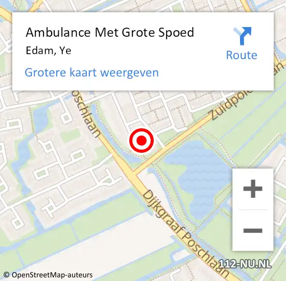 Locatie op kaart van de 112 melding: Ambulance Met Grote Spoed Naar Edam, Ye op 26 december 2021 22:08