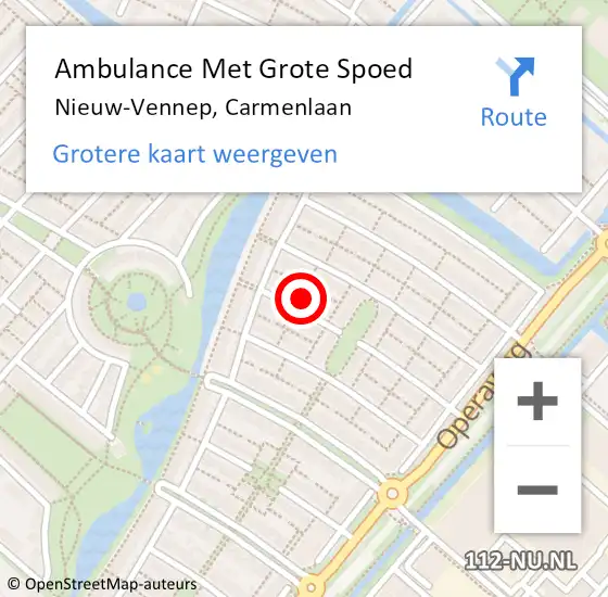 Locatie op kaart van de 112 melding: Ambulance Met Grote Spoed Naar Nieuw-Vennep, Carmenlaan op 26 december 2021 22:20