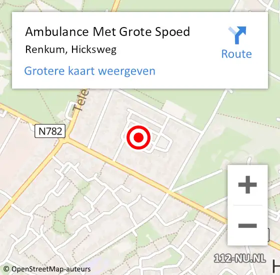 Locatie op kaart van de 112 melding: Ambulance Met Grote Spoed Naar Renkum, Hicksweg op 26 december 2021 22:56