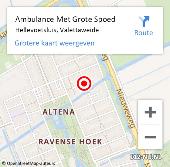 Locatie op kaart van de 112 melding: Ambulance Met Grote Spoed Naar Hellevoetsluis, Valettaweide op 26 december 2021 23:01