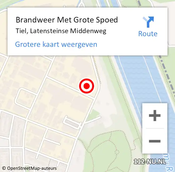 Locatie op kaart van de 112 melding: Brandweer Met Grote Spoed Naar Tiel, Latensteinse Middenweg op 3 juli 2014 13:13