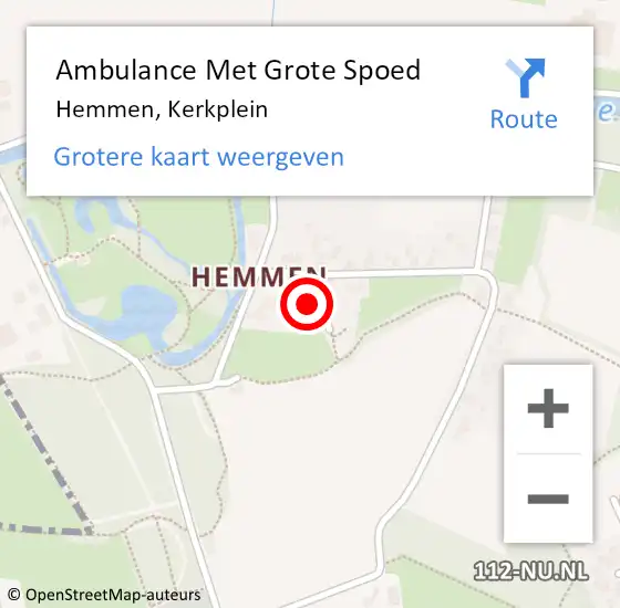 Locatie op kaart van de 112 melding: Ambulance Met Grote Spoed Naar Hemmen, Kerkplein op 26 december 2021 23:59