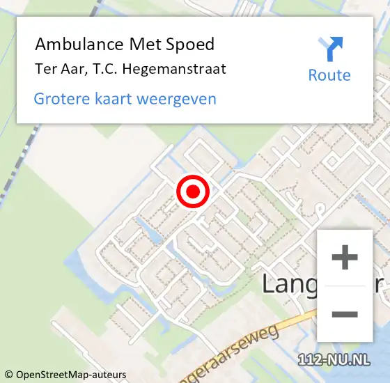 Locatie op kaart van de 112 melding: Ambulance Met Spoed Naar Ter Aar, T.C. Hegemanstraat op 26 december 2021 23:59