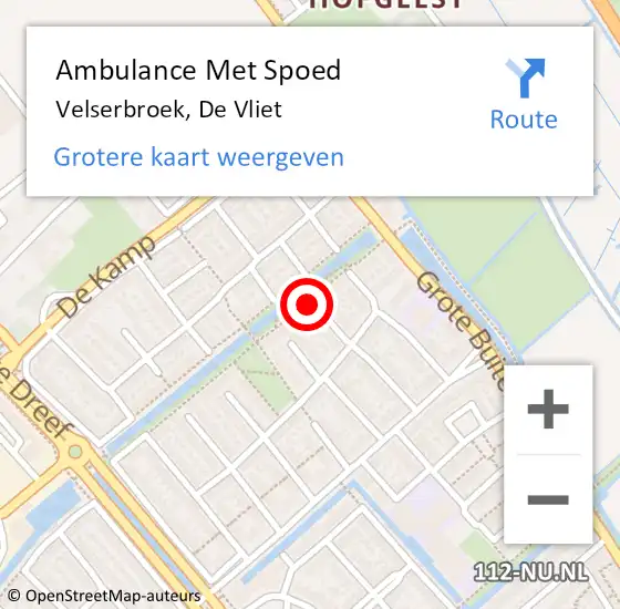 Locatie op kaart van de 112 melding: Ambulance Met Spoed Naar Velserbroek, De Vliet op 27 december 2021 00:39